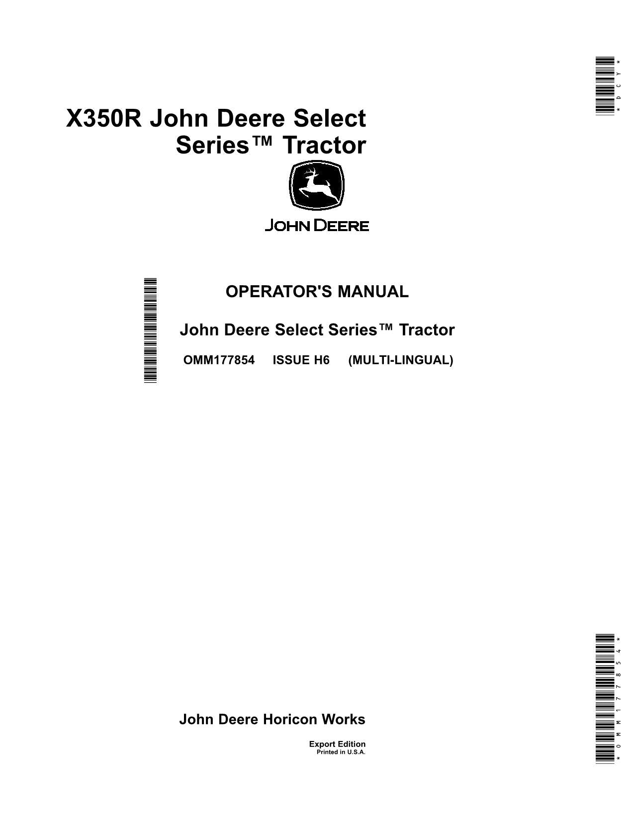 JOHN DEERE X350R TRAKTOR BETRIEBSANLEITUNG #3