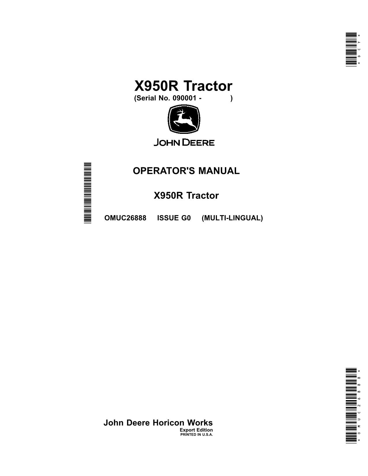 JOHN DEERE X950R TRAKTOR BETRIEBSANLEITUNG #6