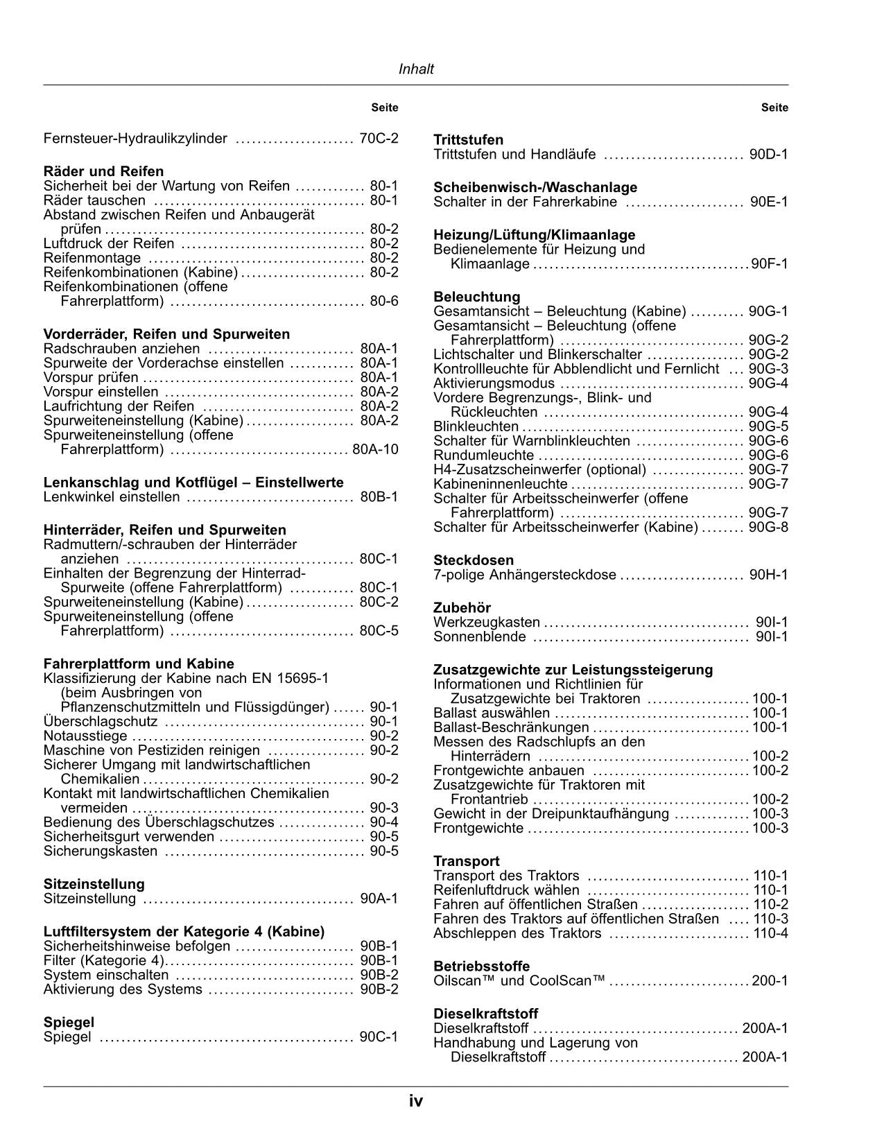 JOHN DEERE 5105GN 5115GF 5115GV 5090GN 5090GL TRAKTOR BETRIEBSANLEITUNG