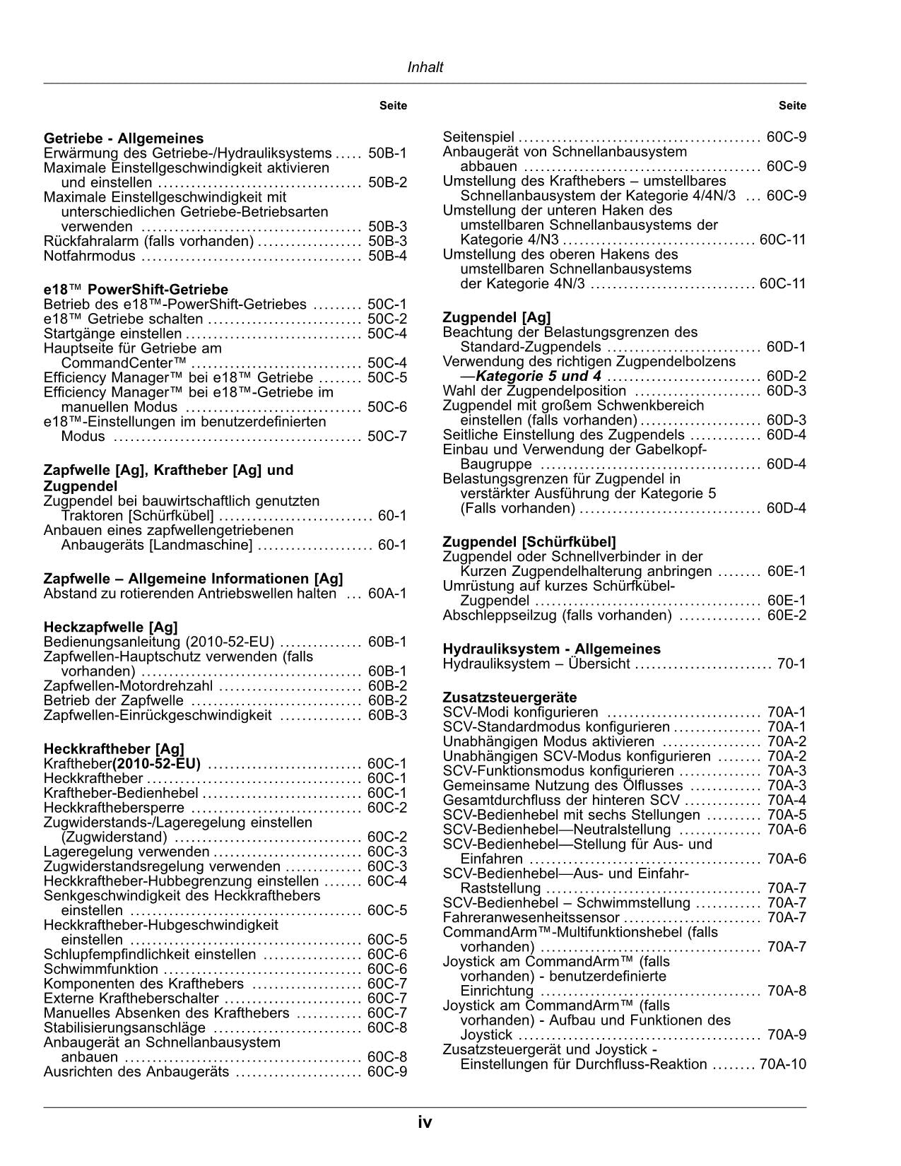 JOHN DEERE 9470RT 9520RT 9570RT TRAKTOR BETRIEBSANLEITUNG 919001-920000