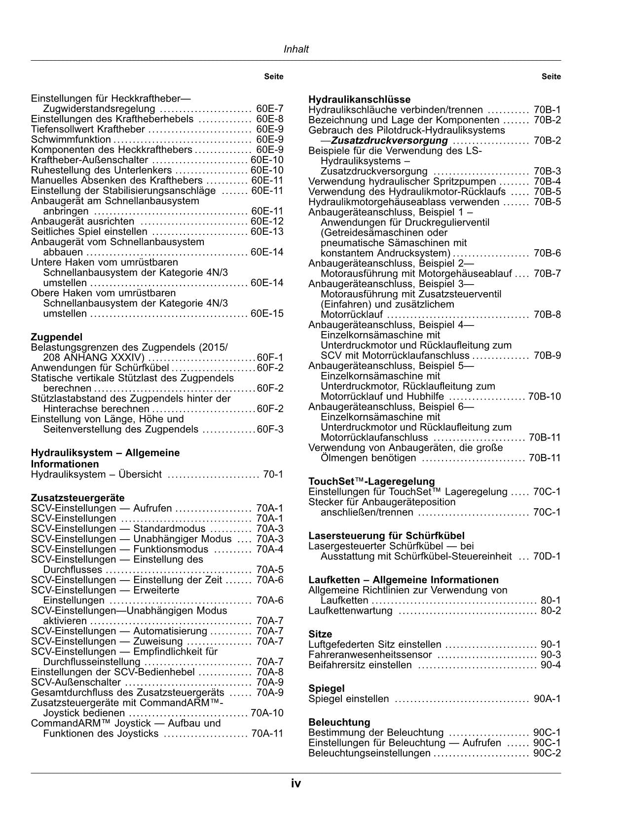 JOHN DEERE 8RT 310 340 370 410 TRAKTOR BETRIEBSANLEITUNG