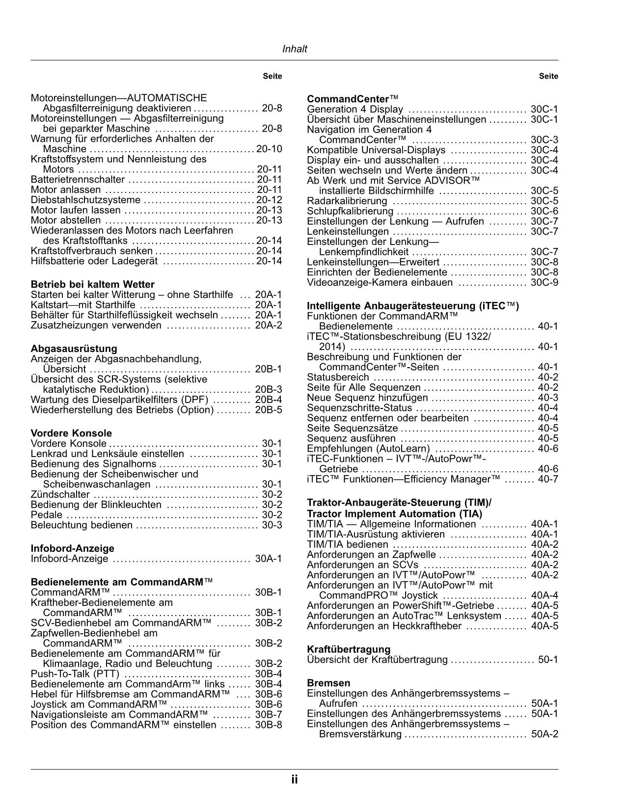 JOHN DEERE 8RT 310 340 370 410 TRAKTOR BETRIEBSANLEITUNG