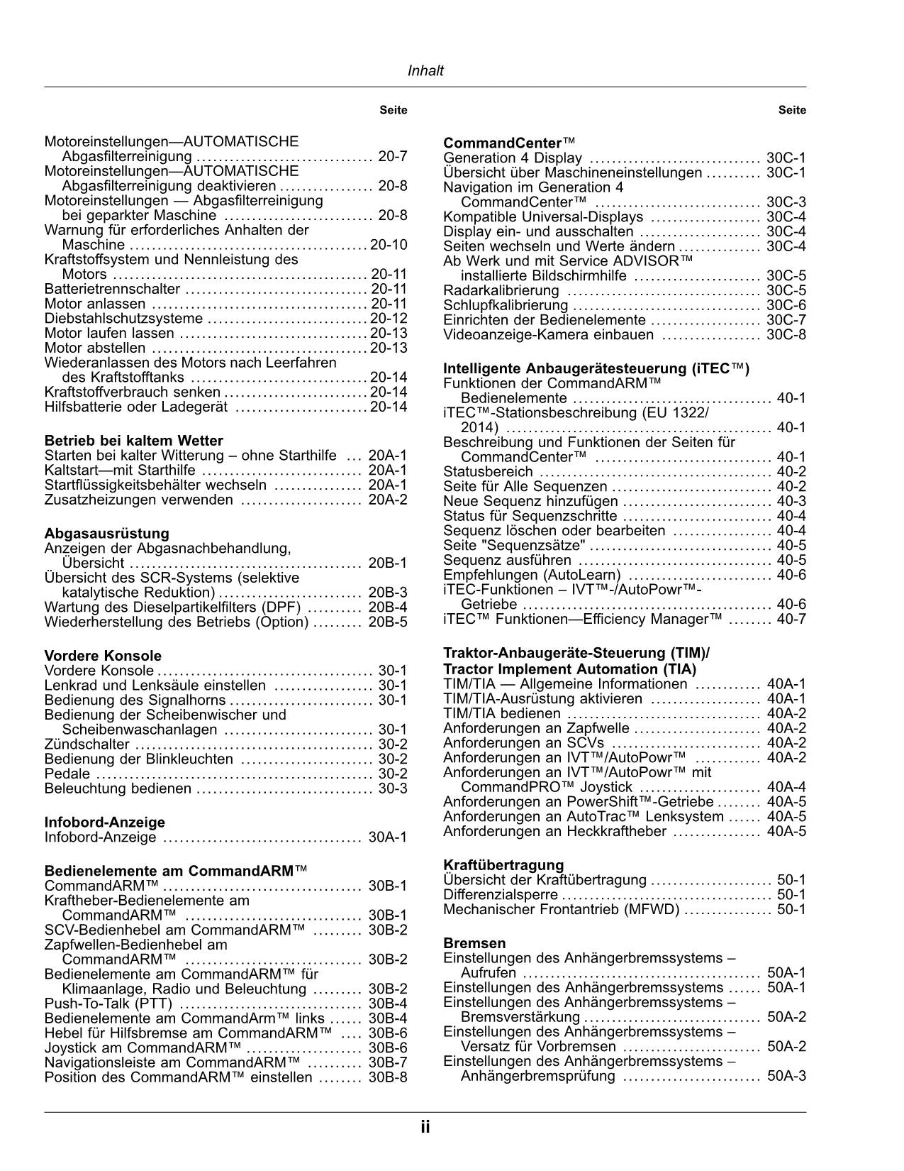 JOHN DEERE 8RX 310 340 370 410 TRAKTOR BETRIEBSANLEITUNG