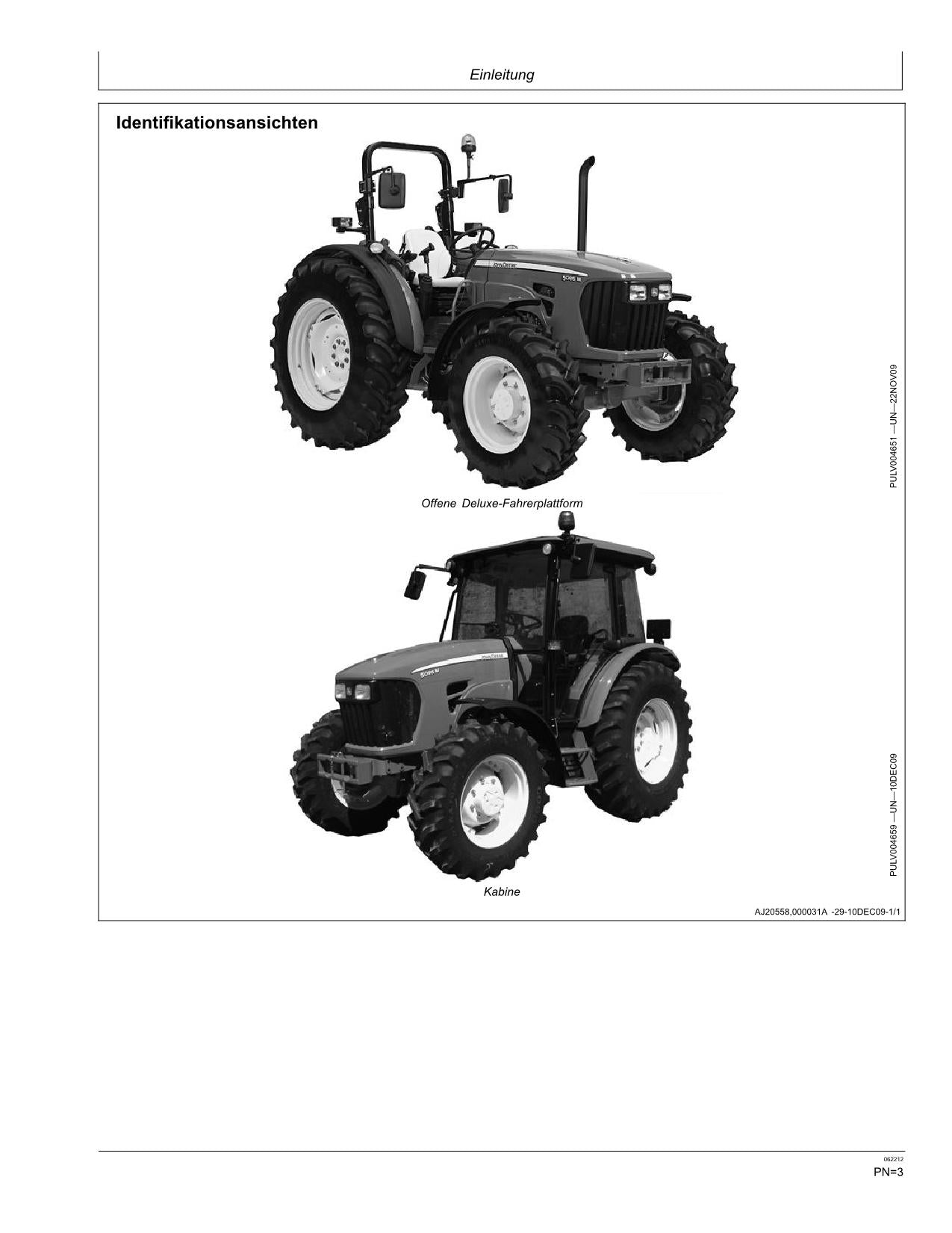 JOHN DEERE 5085M 5095M 5105M TRAKTOR BETRIEBSANLEITUNG