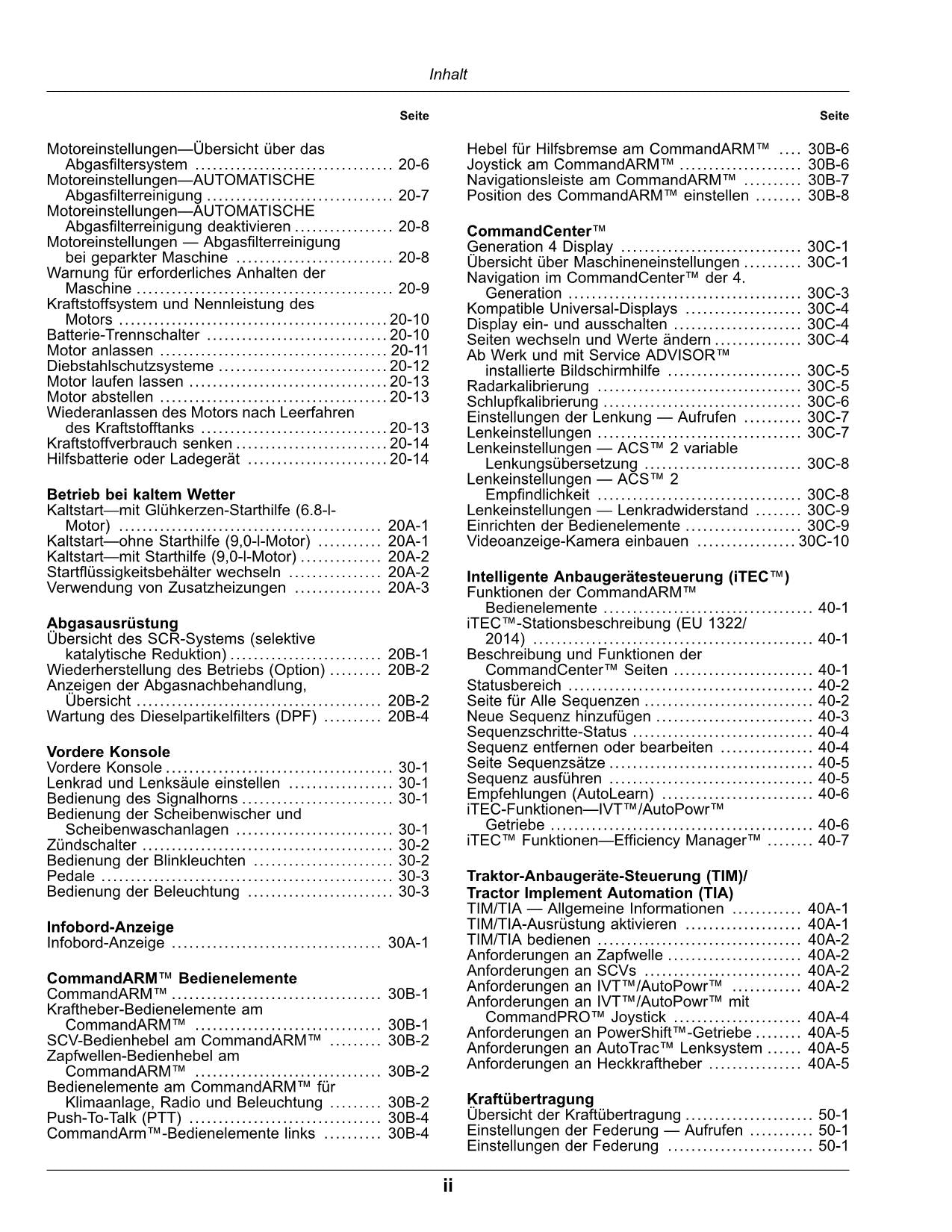 JOHN DEERE 7R 230 250 270 290 310 330 350 TRAKTOR BETRIEBSANLEITUNG