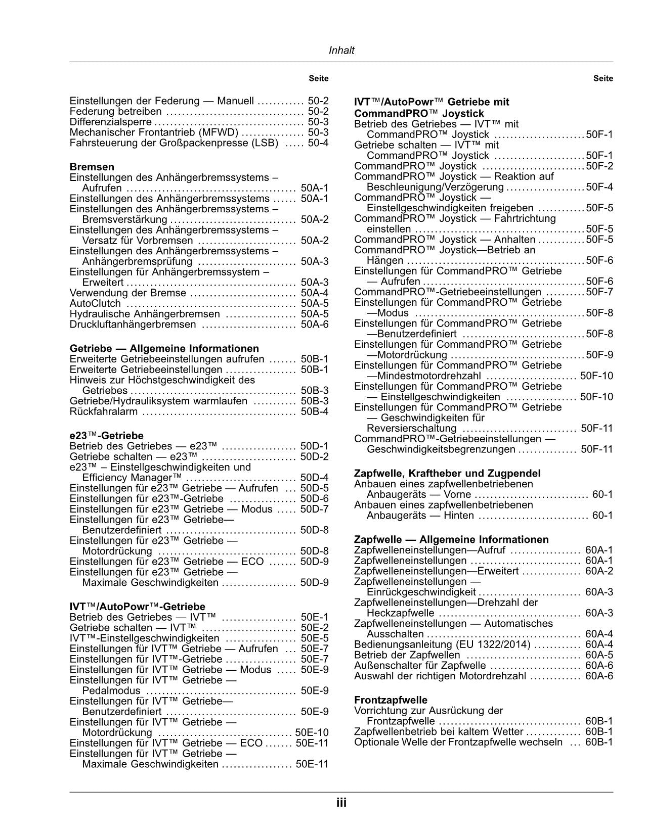 JOHN DEERE 7R 230 250 270 290 310 330 350 TRAKTOR BETRIEBSANLEITUNG