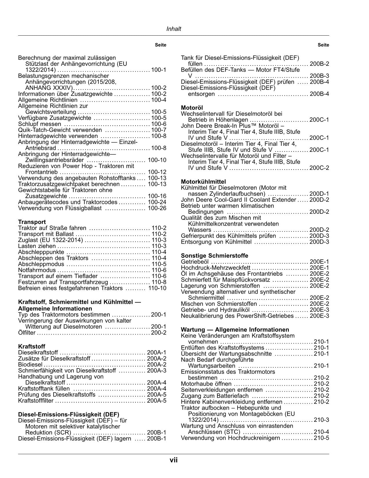 JOHN DEERE 8R 370 250 280 230 340 310 410 TRAKTOR BETRIEBSANLEITUNG