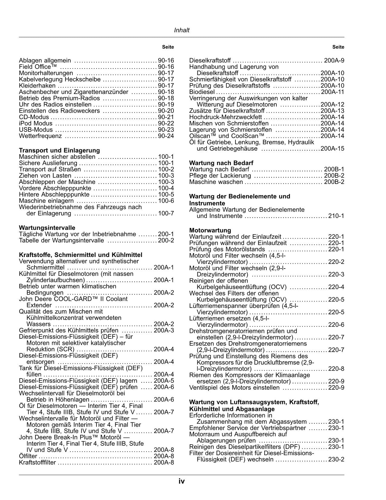 JOHN DEERE 5075M 5090M 5100M 5115M TRAKTOR BETRIEBSANLEITUNG