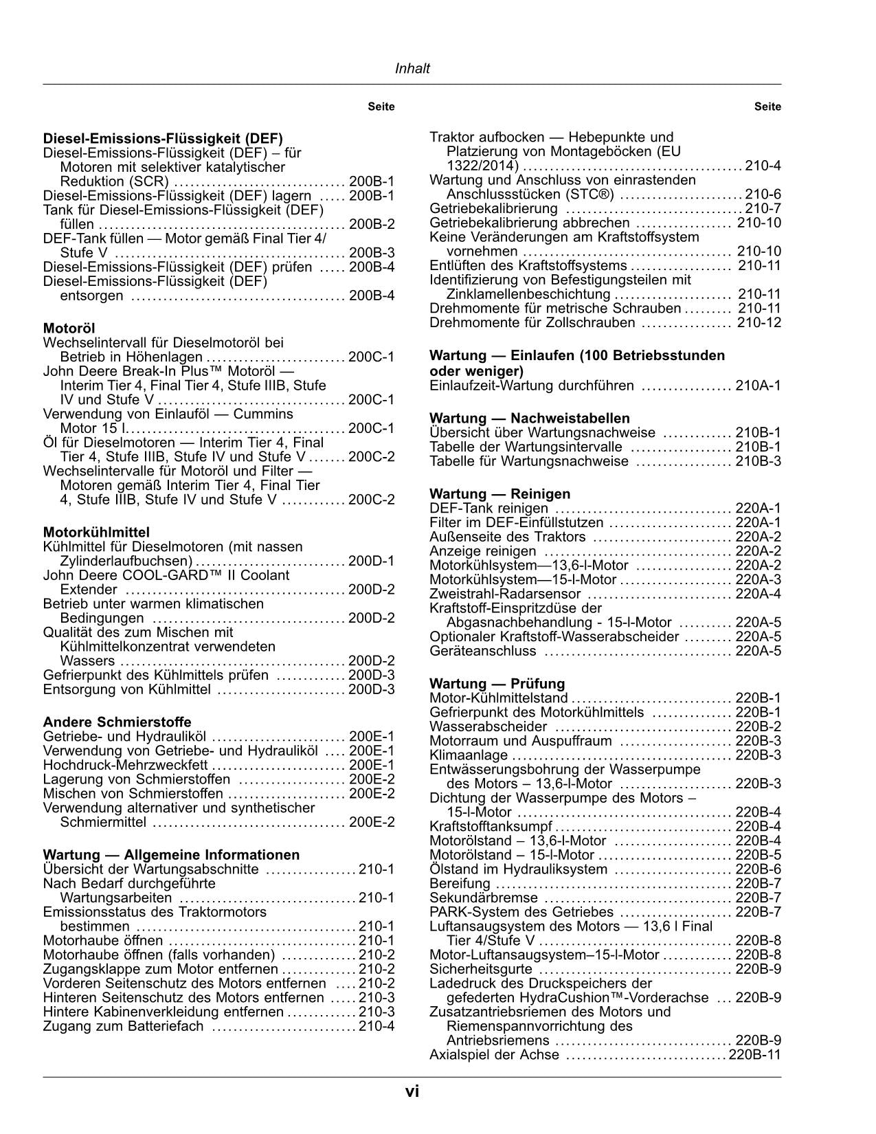 JOHN DEERE 9R 490 540 590 490 390 640 590 TRAKTOR BETRIEBSANLEITUNG