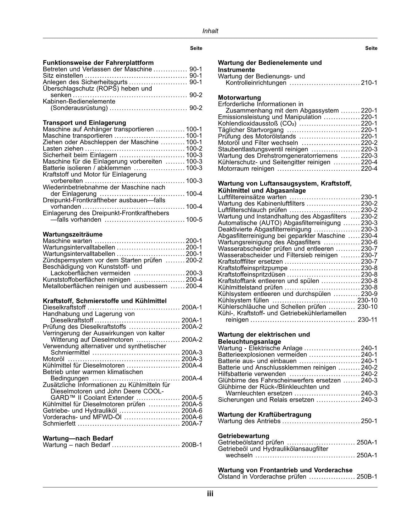 JOHN DEERE 2032R 2038R TRAKTOR BETRIEBSANLEITUNG