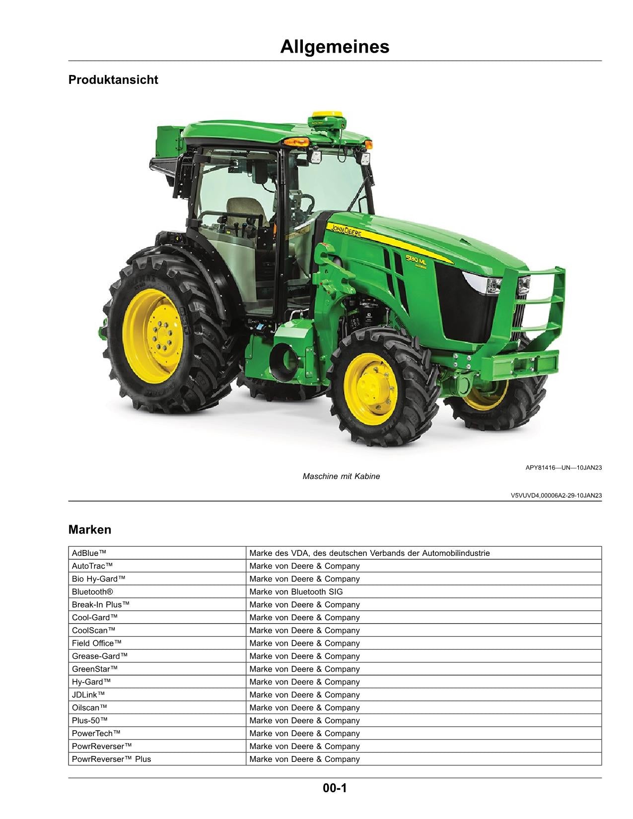 JOHN DEERE 5120ML 5130ML 5105ML TRAKTOR BETRIEBSANLEITUNG