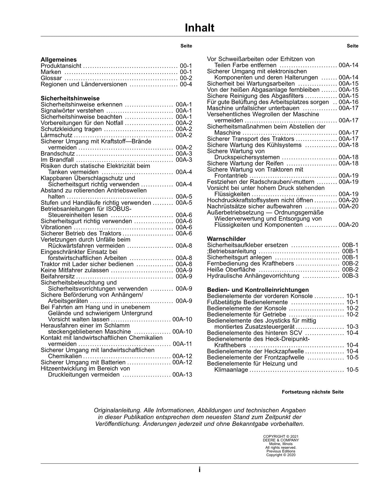 JOHN DEERE 5120ML 5130ML 5105ML TRAKTOR BETRIEBSANLEITUNG