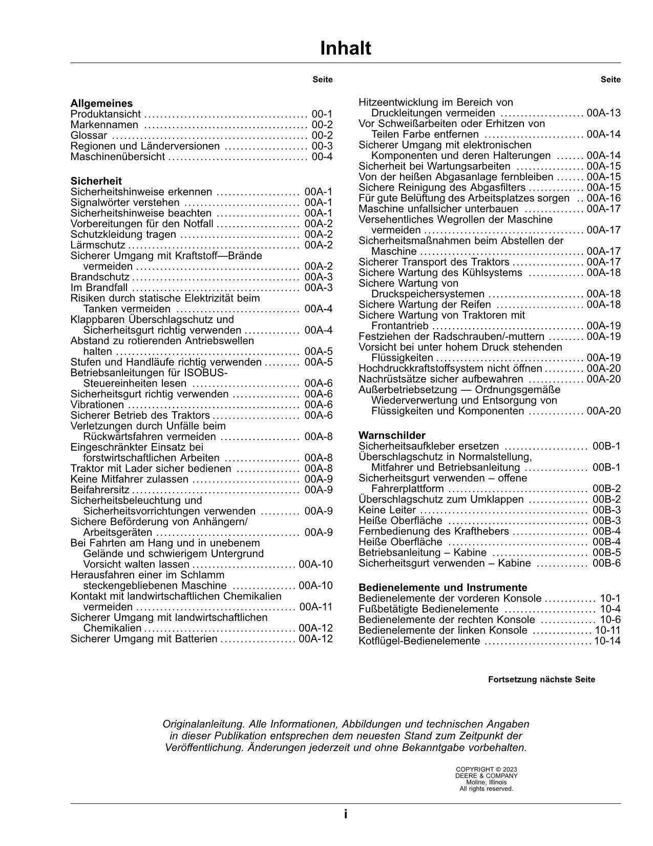 JOHN DEERE 4066M 4066R 4052M 4052R TRAKTOR BETRIEBSANLEITUNG