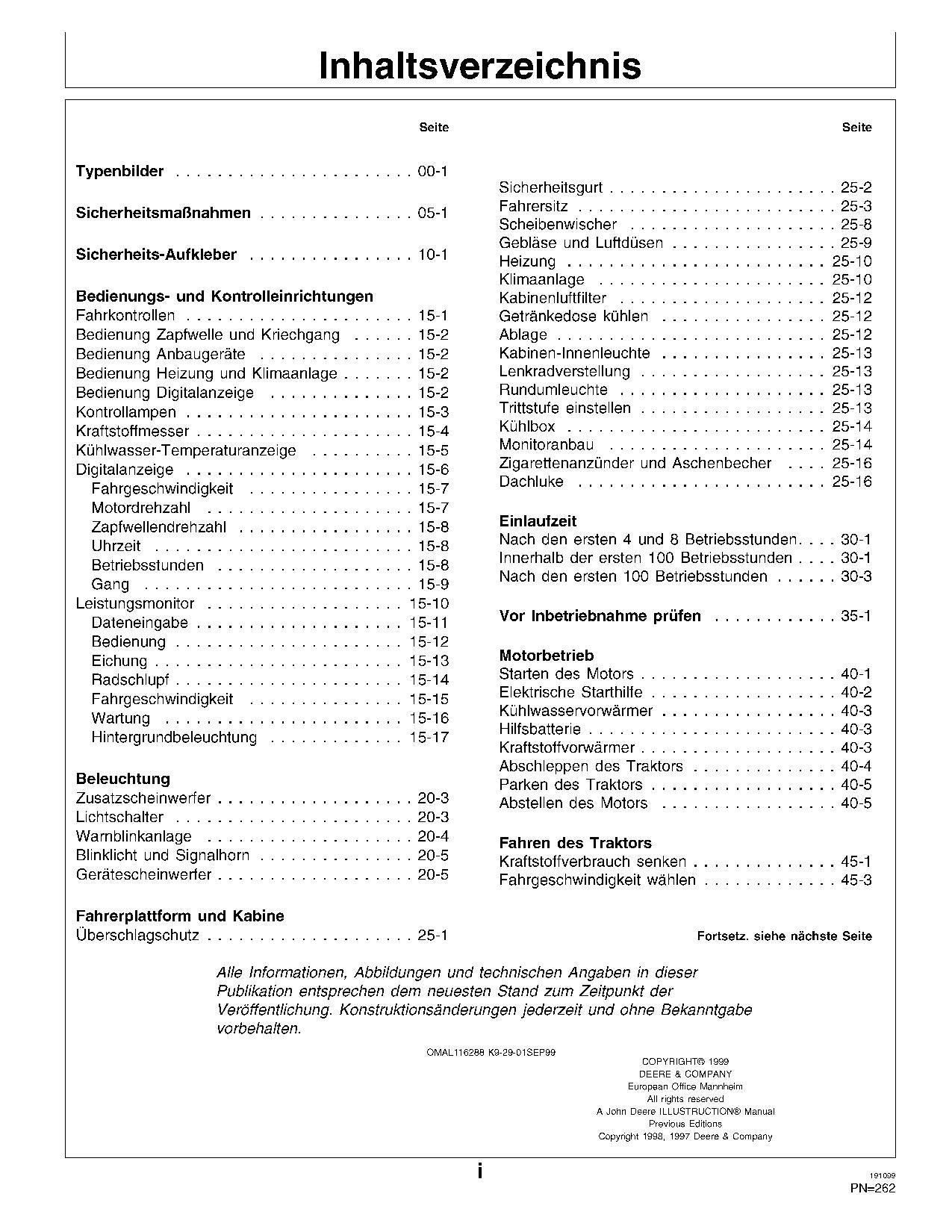 JOHN DEERE 6010 6110 6210 6310 6410 TRAKTOR BETRIEBSANLEITUNG