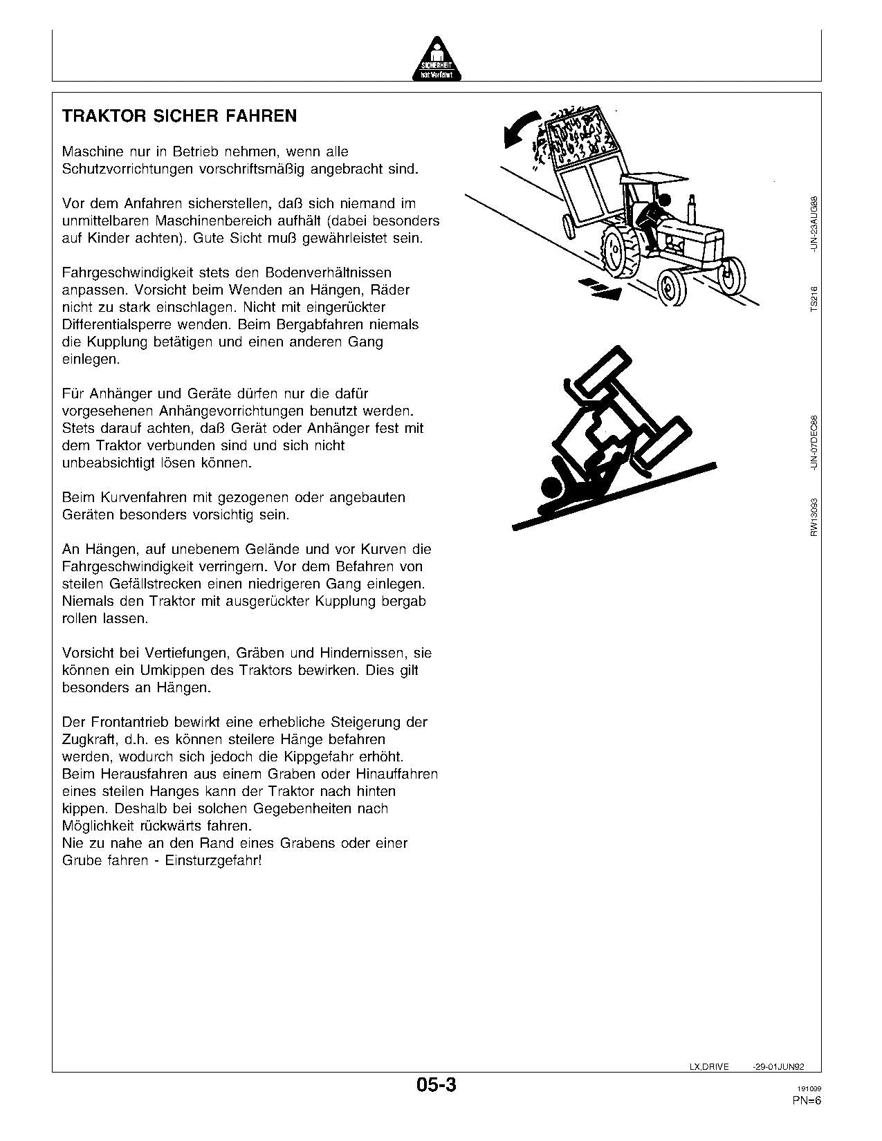 JOHN DEERE 6010 6110 6210 6310 6410 TRAKTOR BETRIEBSANLEITUNG