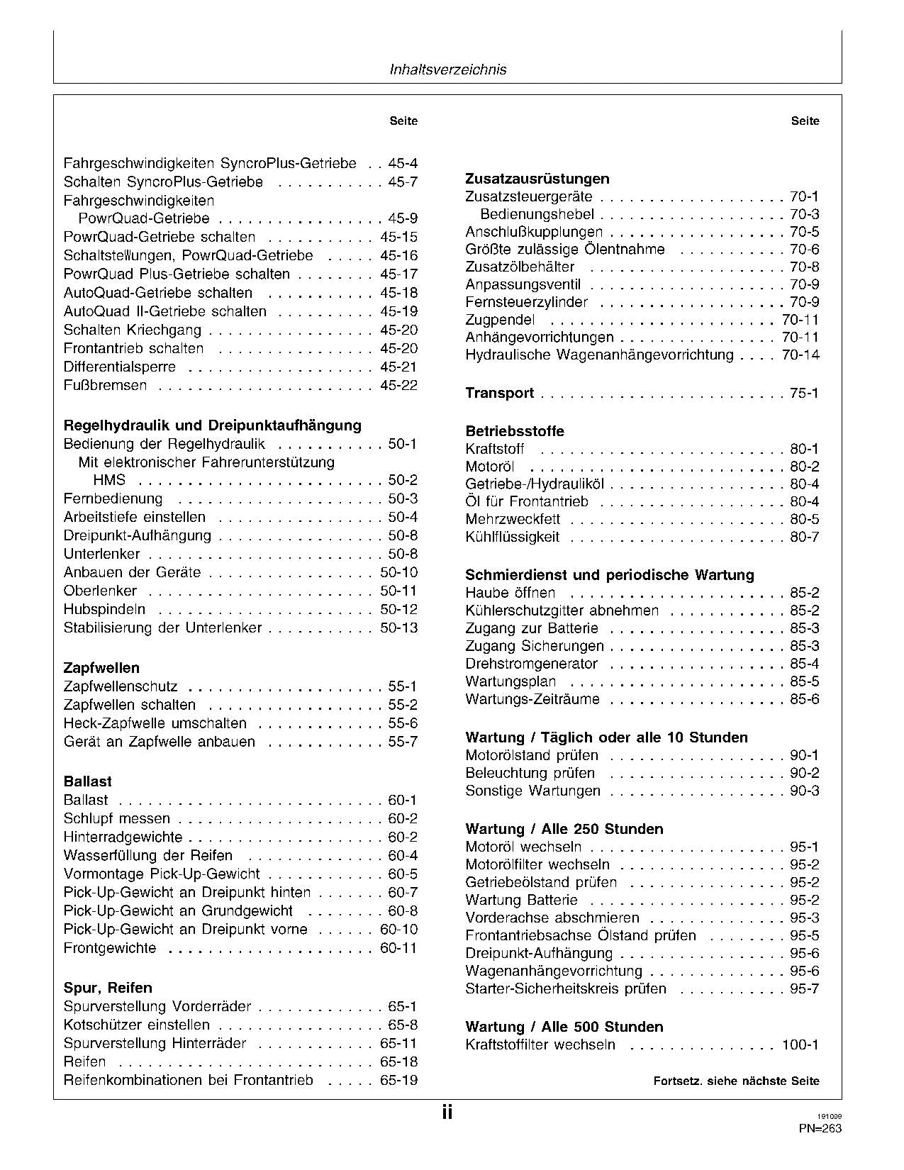 JOHN DEERE 6010 6110 6210 6310 6410 TRAKTOR BETRIEBSANLEITUNG