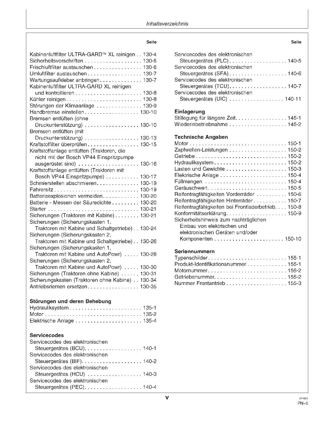 JOHN DEERE 6010 6110 6210 6310 6410 TRAKTOR BETRIEBSANLEITUNG