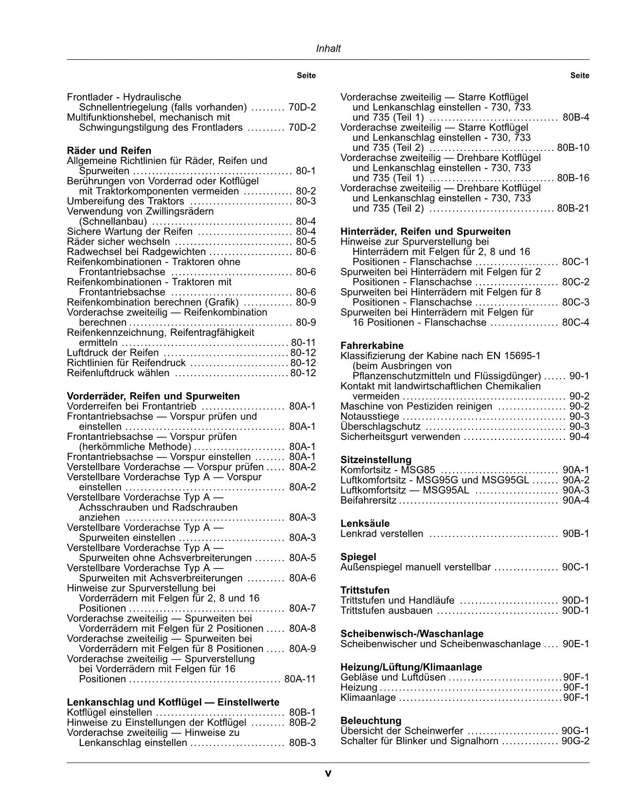 JOHN DEERE 6095MC 6105MC 6115MC 6095RC 6105RC 6115RC TRAKTOR BETRIEBSANLEITUNG