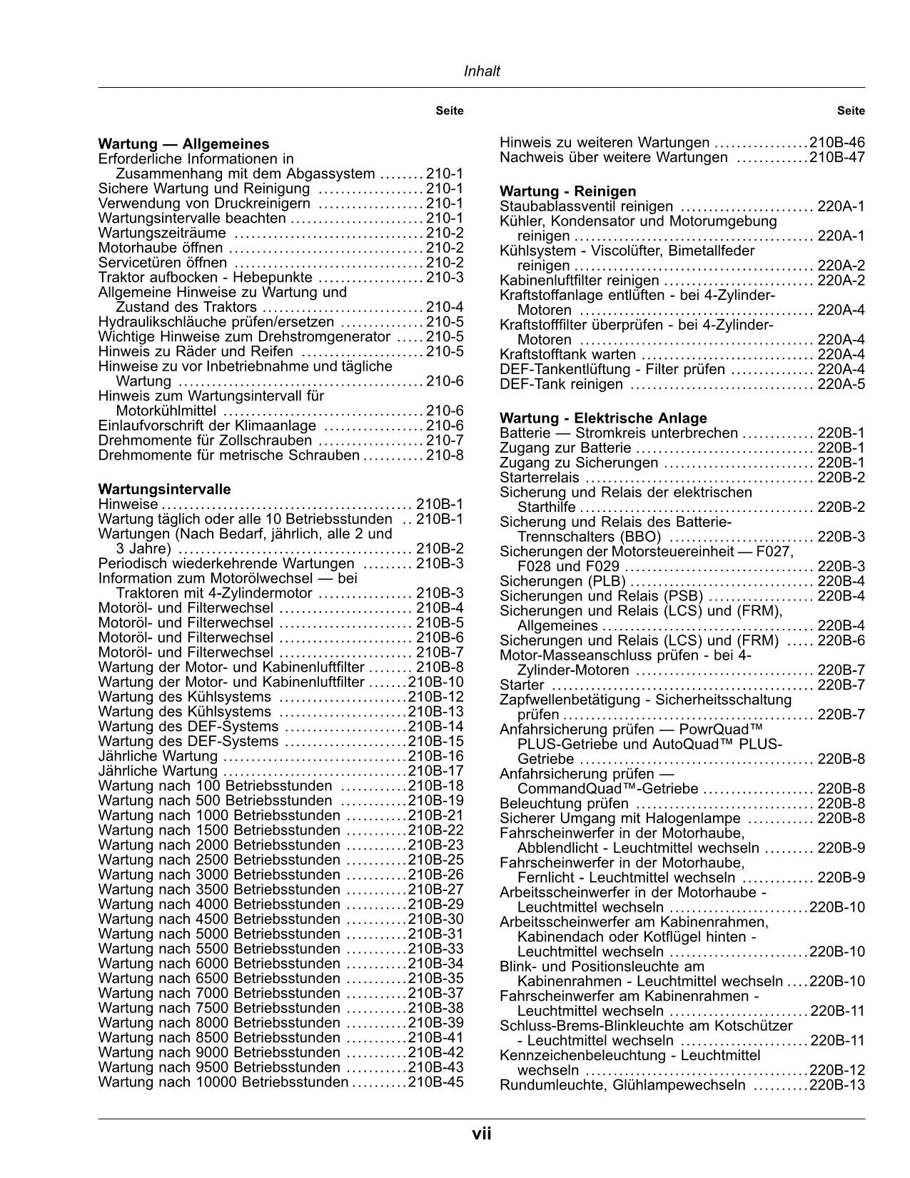 JOHN DEERE 6095MC 6105MC 6115MC 6095RC 6105RC 6115RC TRAKTOR BETRIEBSANLEITUNG