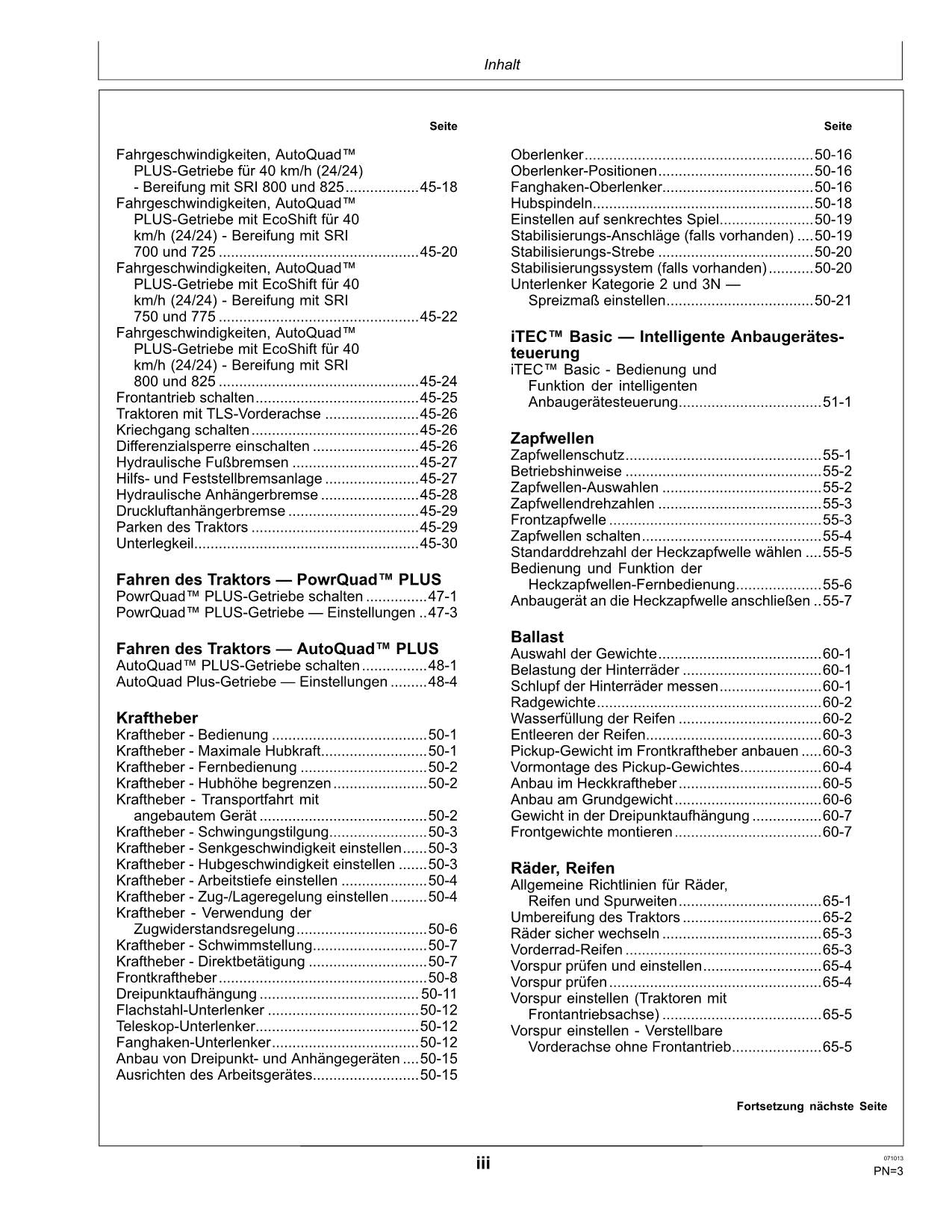 JOHN DEERE 6090MC 6100MC 6110MC 6090RC 6100RC 6110RC TRAKTOR BETRIEBSANLEITUNG