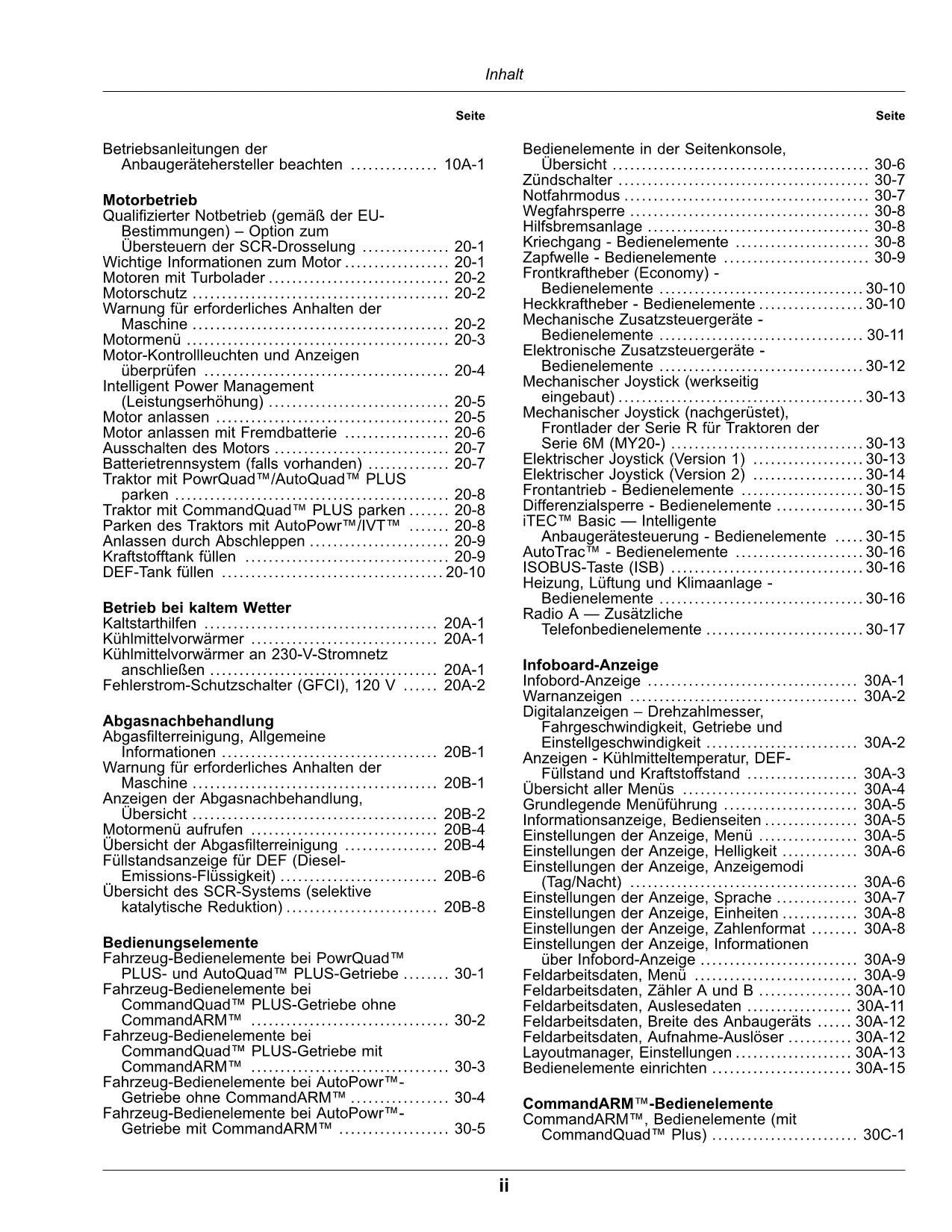 JOHN DEERE 6130M 6140M 6145M TRAKTOR BETRIEBSANLEITUNG