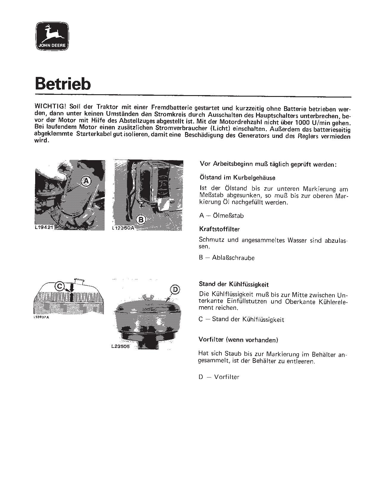 JOHN DEERE 3040 3140 TRAKTOR BETRIEBSANLEITUNG #1