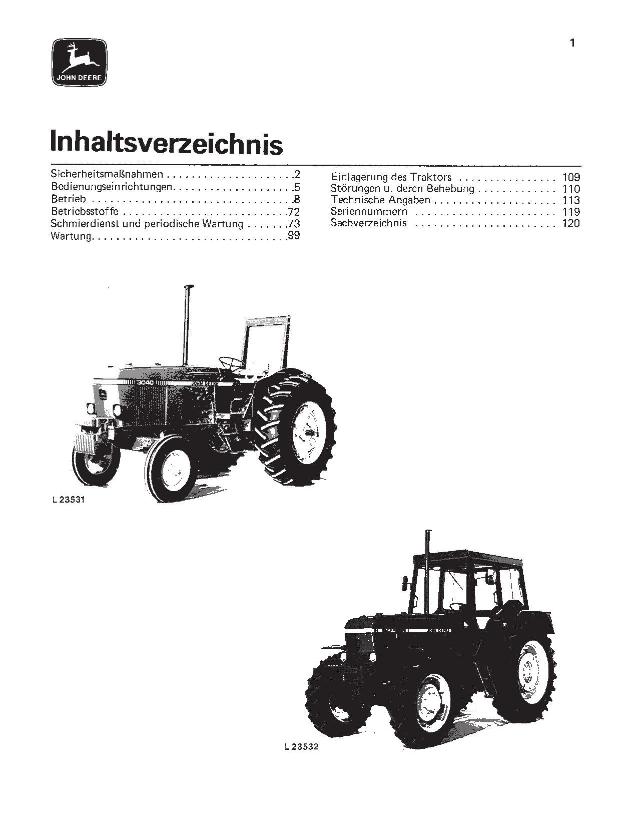 JOHN DEERE 3040 3140 TRAKTOR BETRIEBSANLEITUNG #1