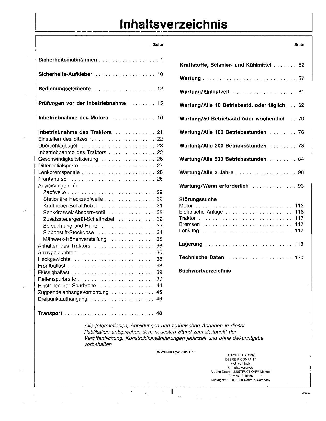 JOHN DEERE 755 855 955 TRAKTOR BETRIEBSANLEITUNG