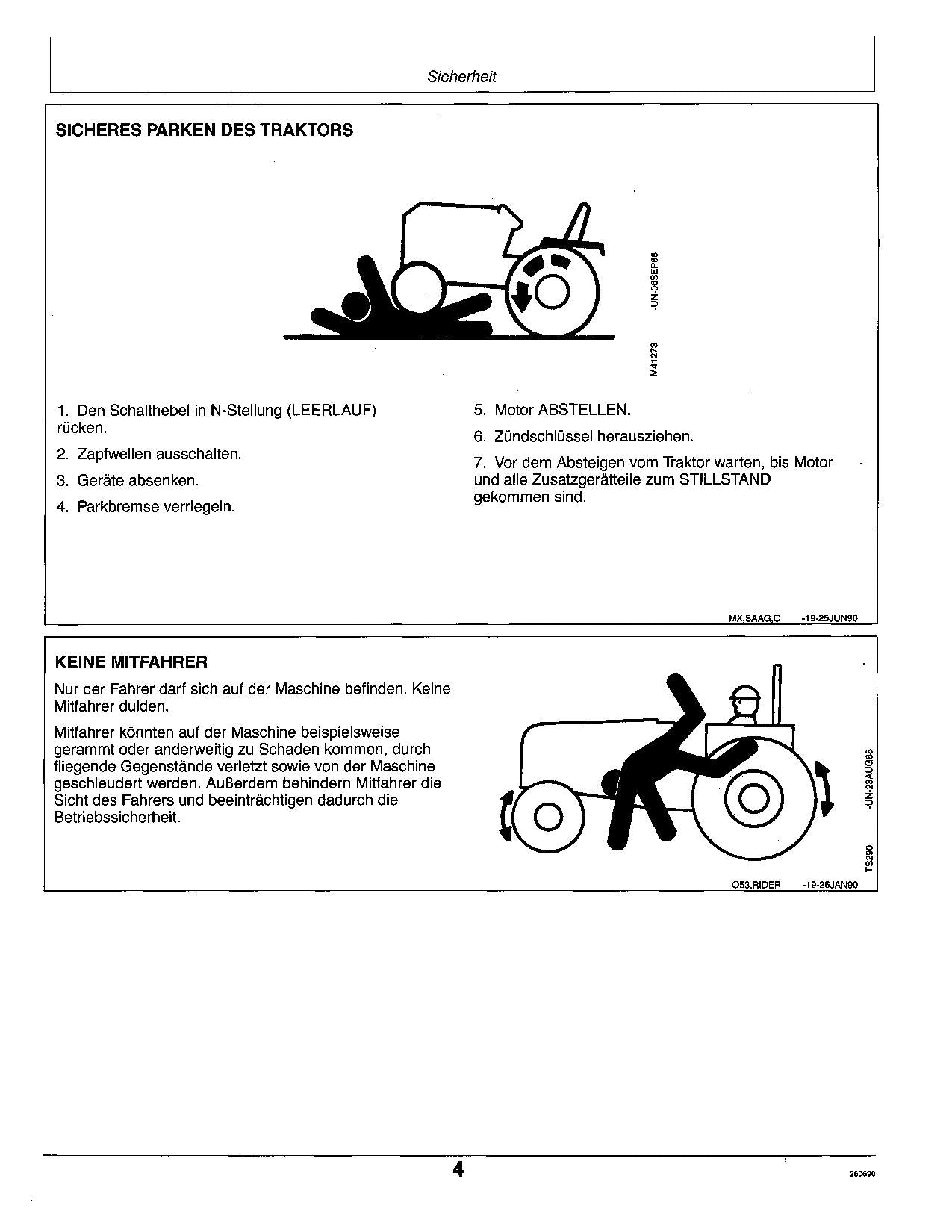 JOHN DEERE 240 260 265 285 TRAKTOR BETRIEBSANLEITUNG