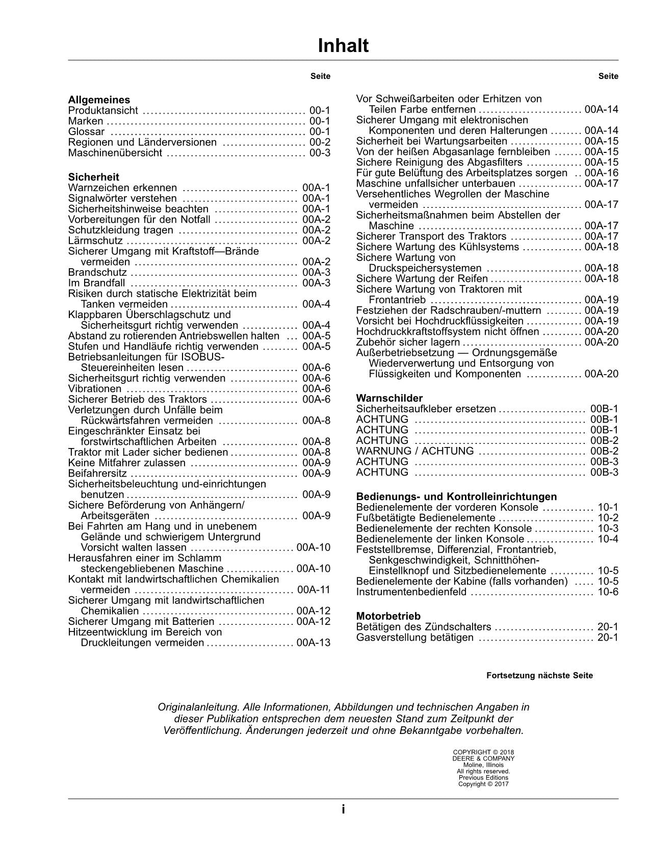 JOHN DEERE 2026R TRAKTOR BETRIEBSANLEITUNG #3