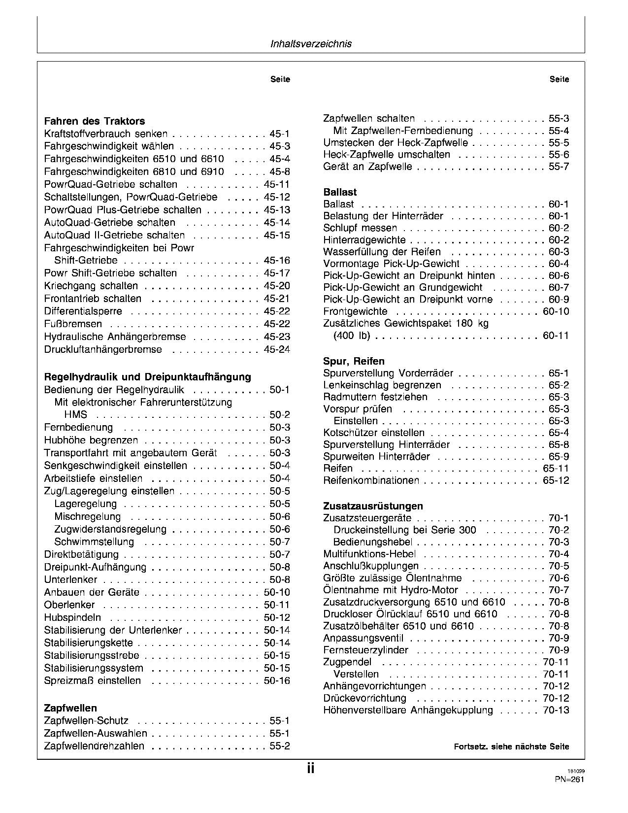 JOHN DEERE 6510 6610 6810  6910 TRAKTOR BETRIEBSANLEITUNG #3