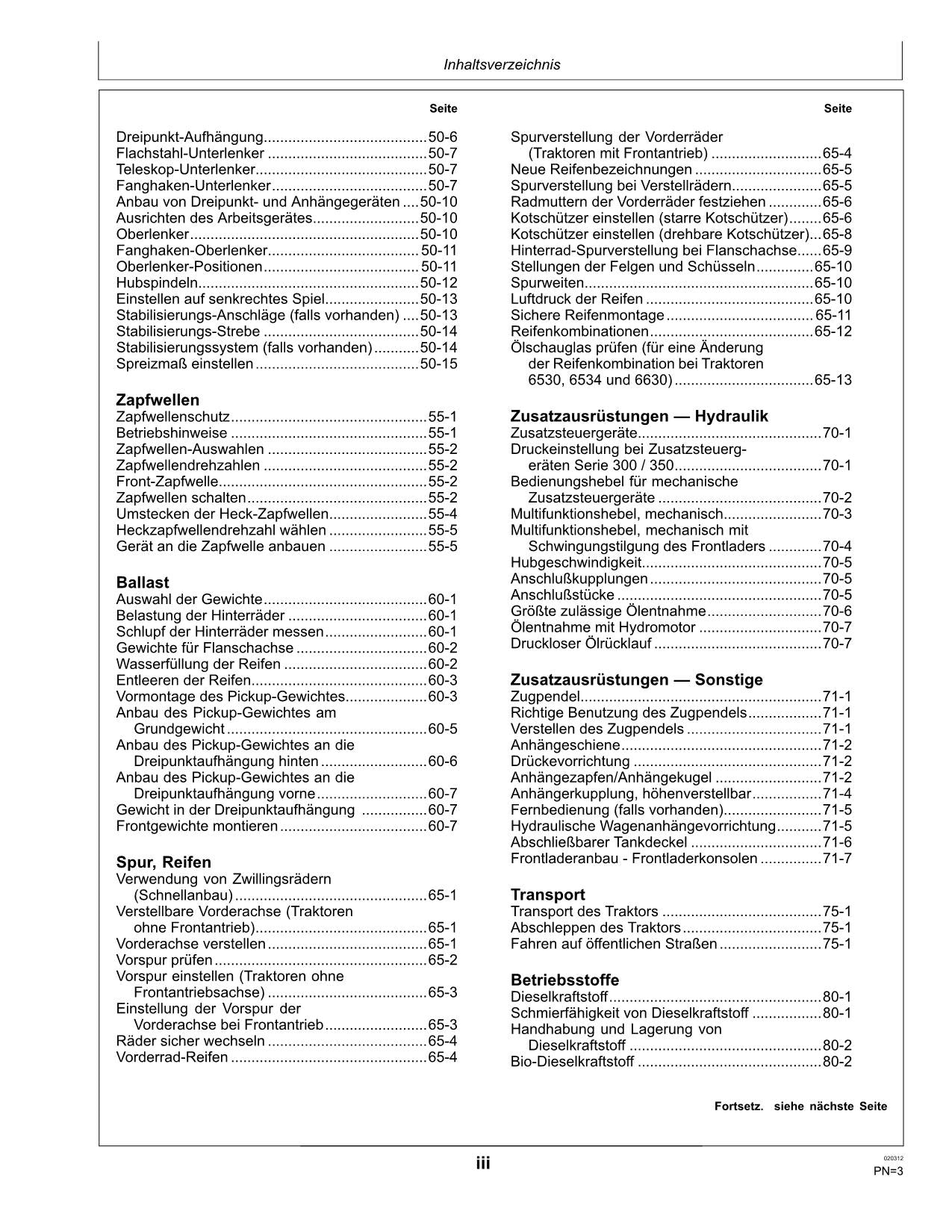 JOHN DEERE 6534 6630 6830 6930 TRAKTOR BETRIEBSANLEITUNG