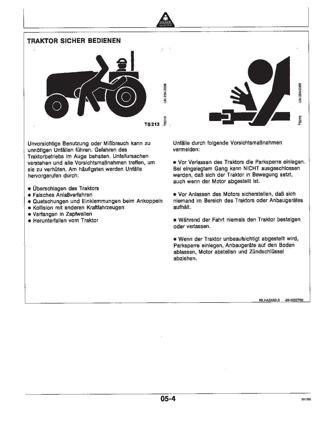 JOHN DEERE 6600 TRAKTOR BETRIEBSANLEITUNG