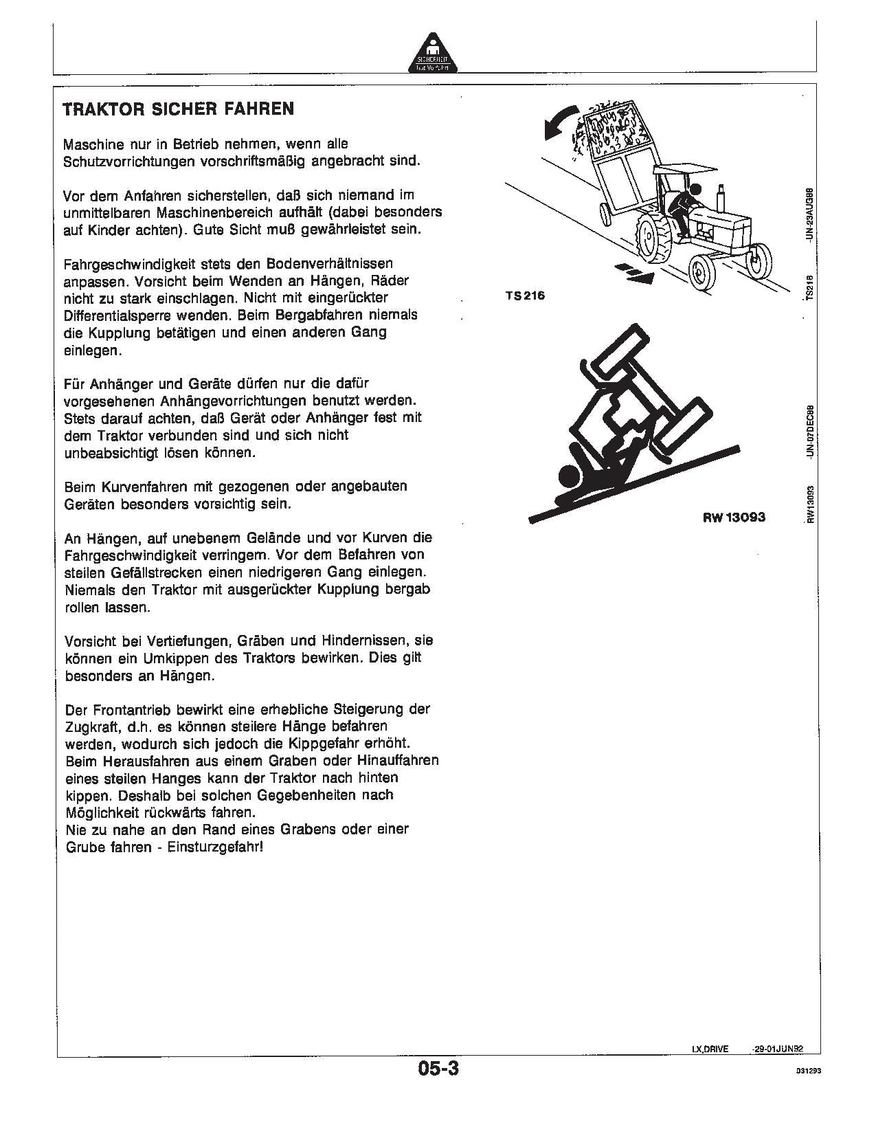 JOHN DEERE 6600 TRAKTOR BETRIEBSANLEITUNG