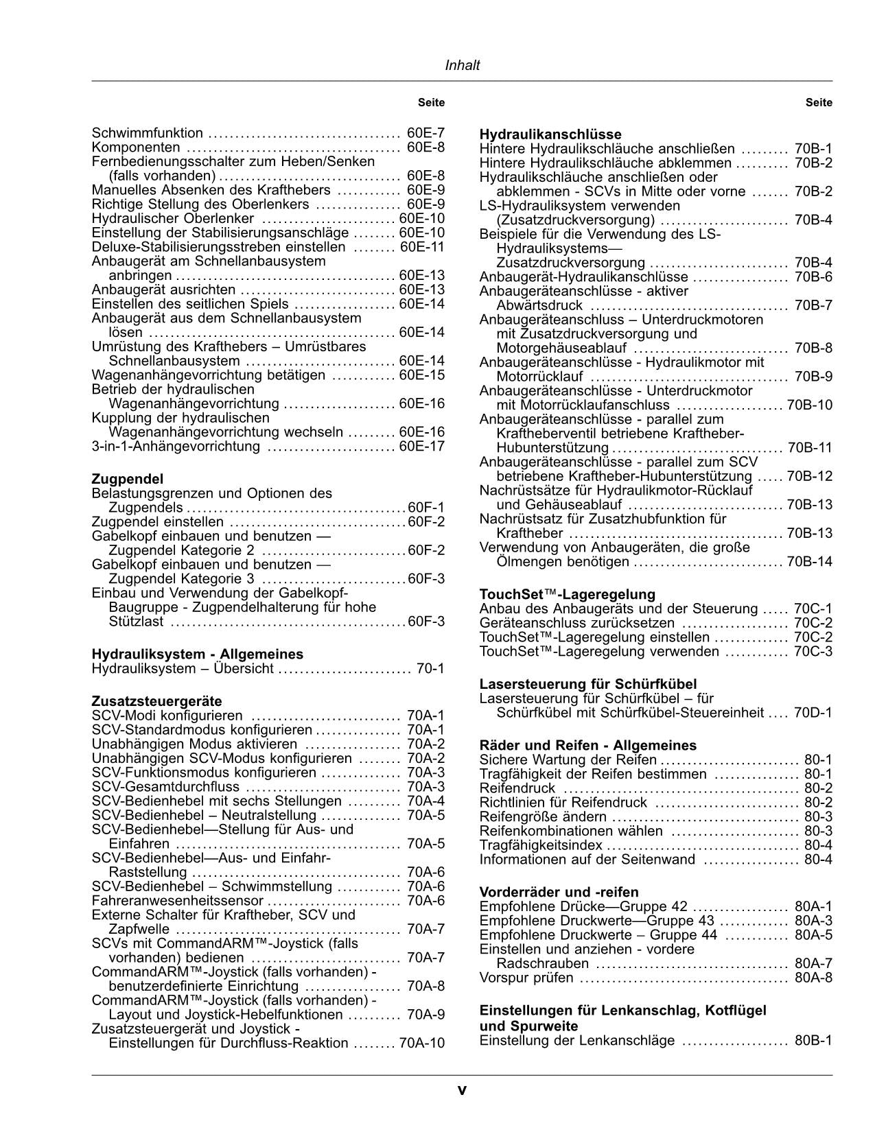 JOHN DEERE 7230R 7250R 7270R 7290R  7310R TRAKTOR BETRIEBSANLEITUNG