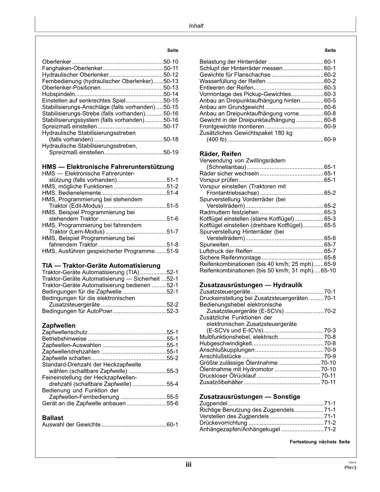 JOHN DEERE E PREMIUM 7430 7530 TRAKTOR BETRIEBSANLEITUNG