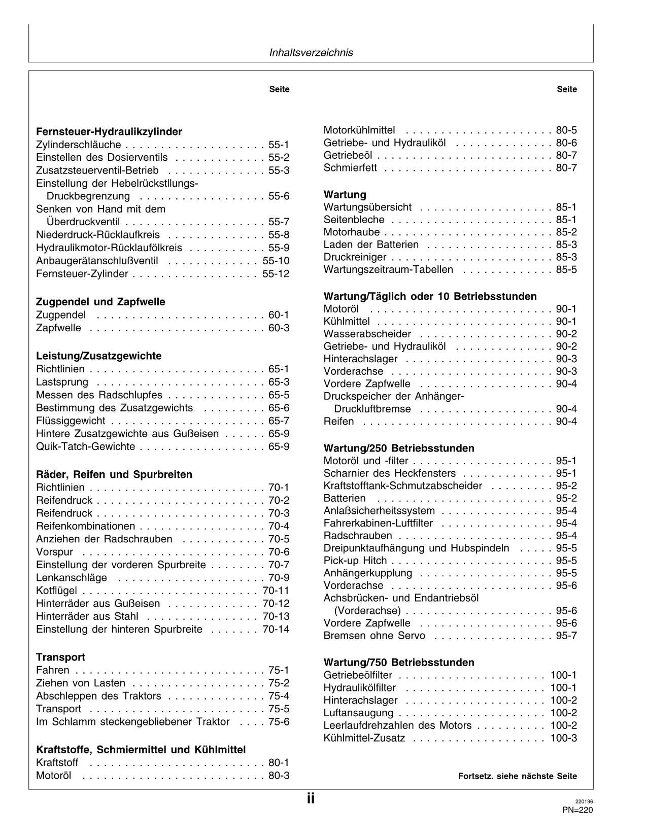 JOHN DEERE 7600 7700 7800 TRAKTOR BETRIEBSANLEITUNG