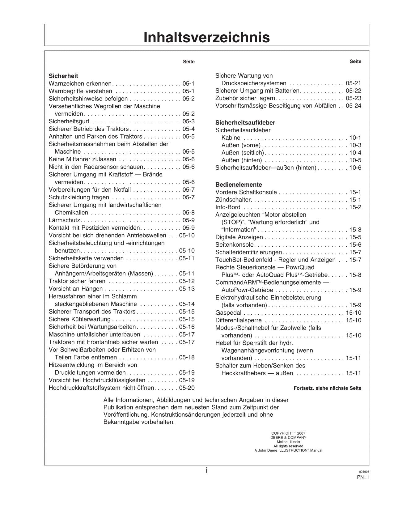 JOHN DEERE 7630 7730 7830 7930 TRAKTOR BETRIEBSANLEITUNG #1