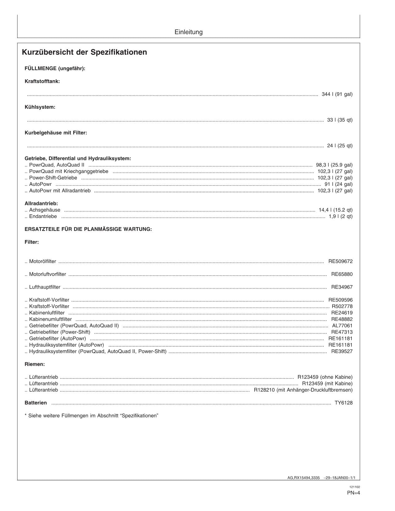 JOHN DEERE 7710 7810 TRAKTOR BETRIEBSANLEITUNG