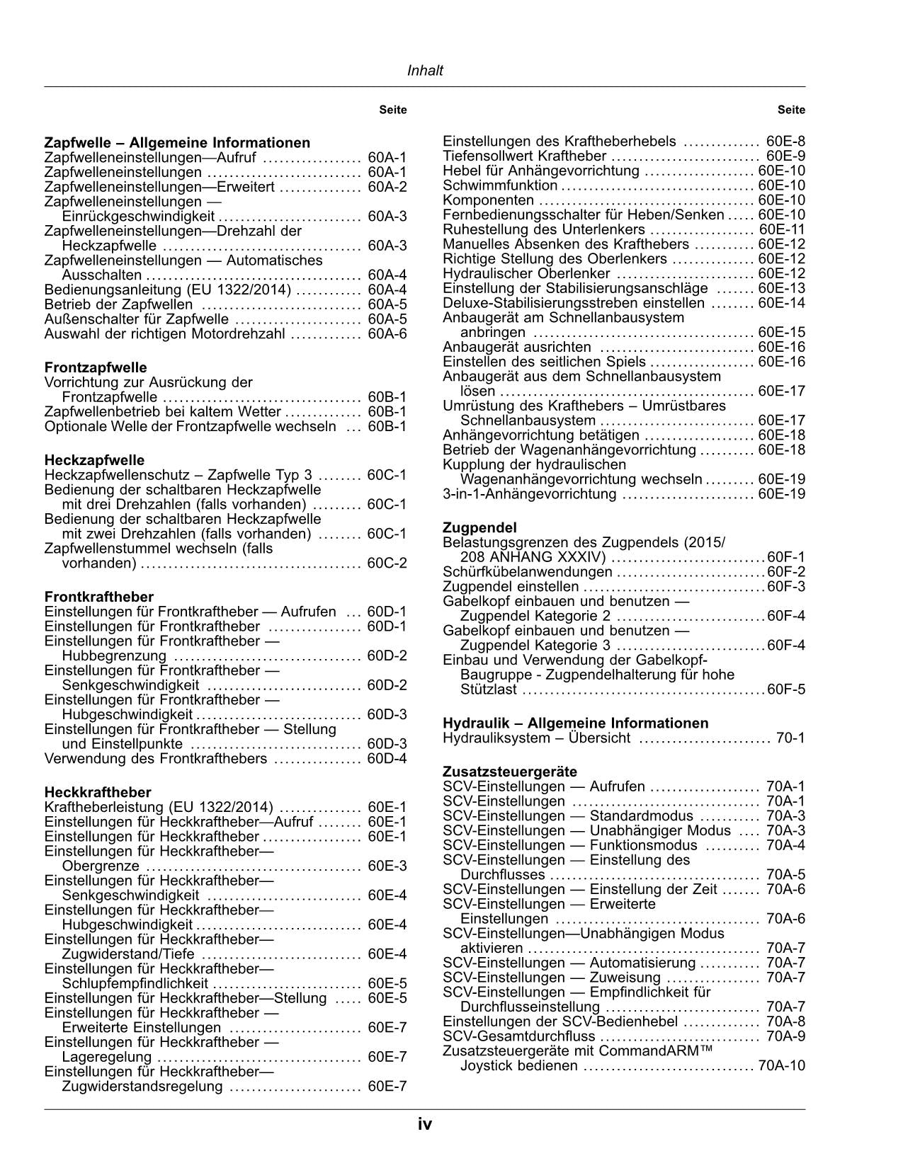 JOHN DEERE 7R 210 230 250 270 290 310 330 TRAKTOR BETRIEBSANLEITUNG