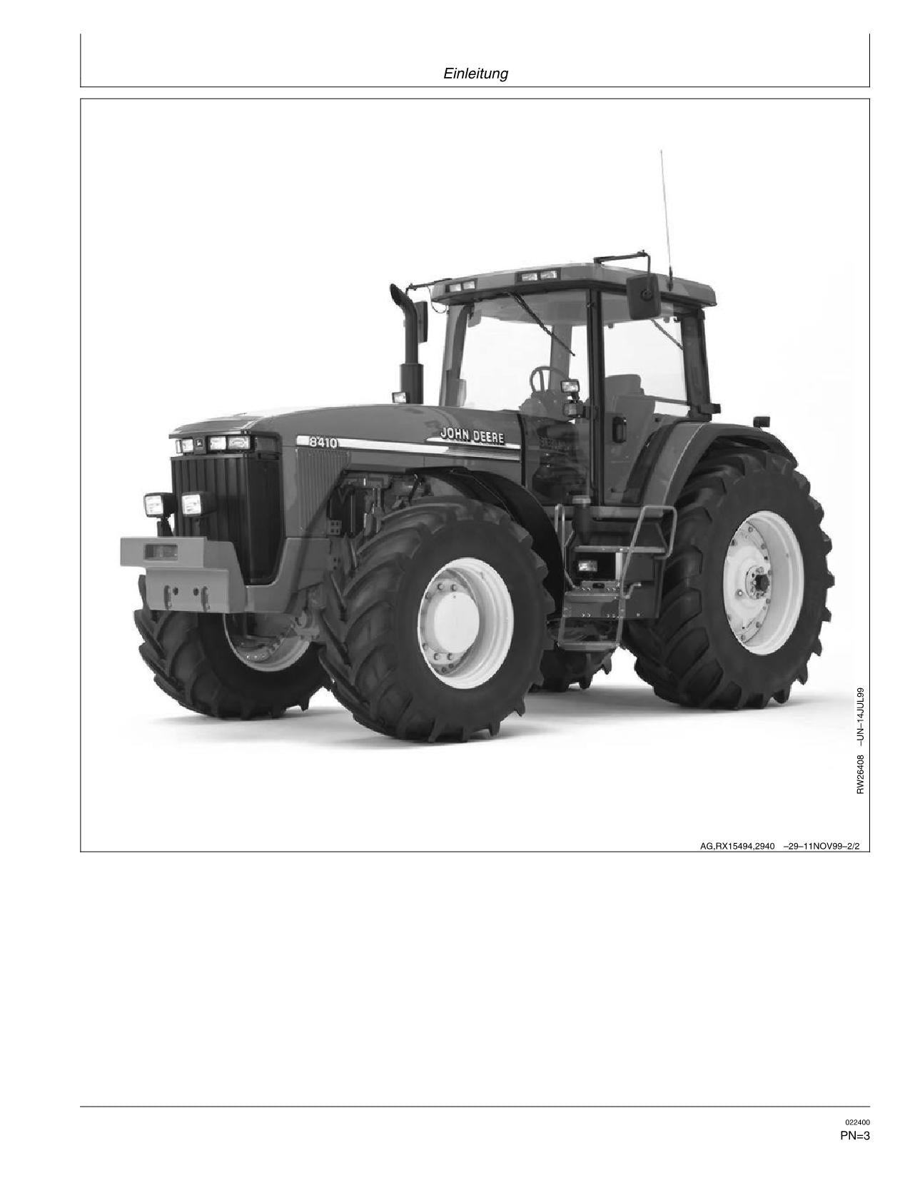 JOHN DEERE 8110 8210 8310 8410 TRAKTOR BETRIEBSANLEITUNG #1