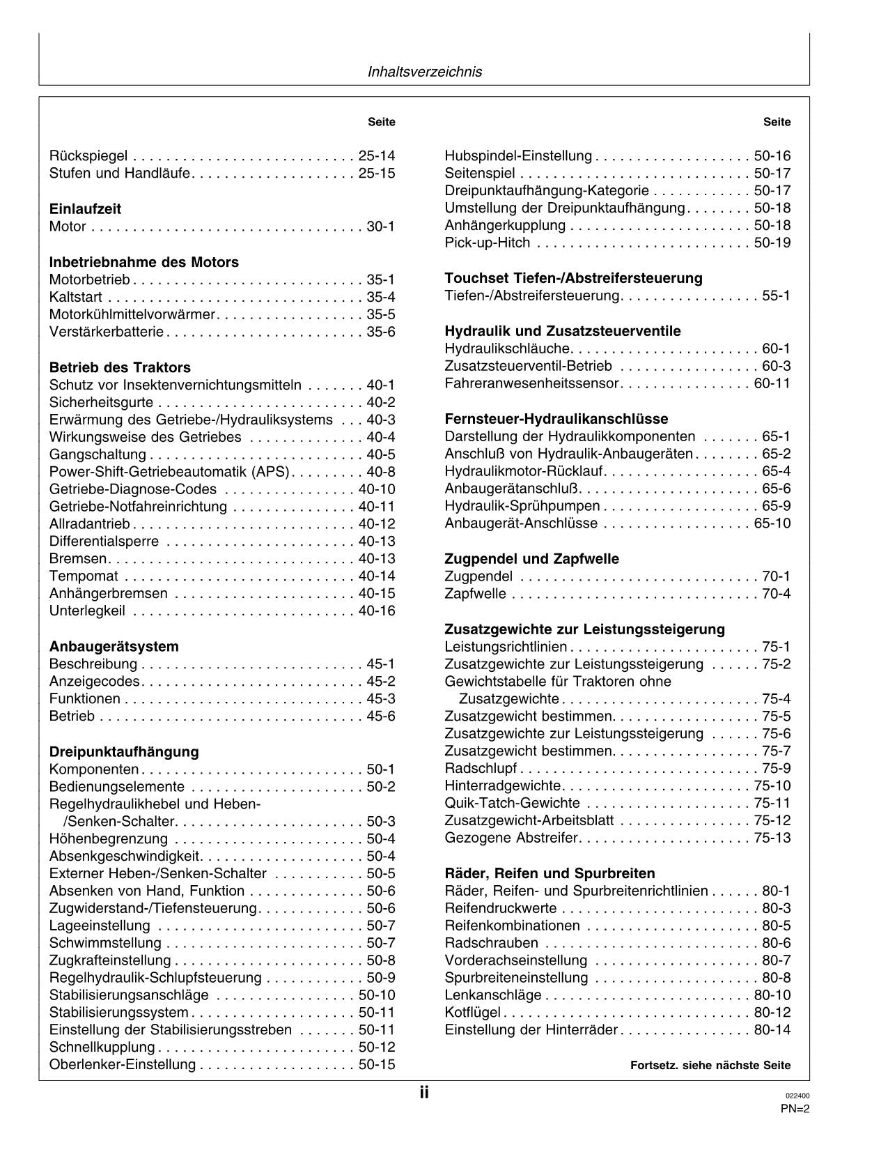 JOHN DEERE 8110 8210 8310 8410 TRAKTOR BETRIEBSANLEITUNG #1