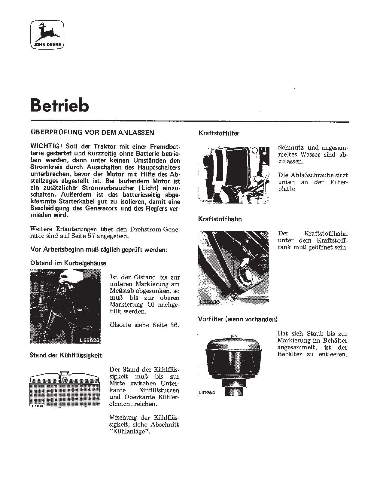 JOHN DEERE 830  930 TRAKTOR BETRIEBSANLEITUNG