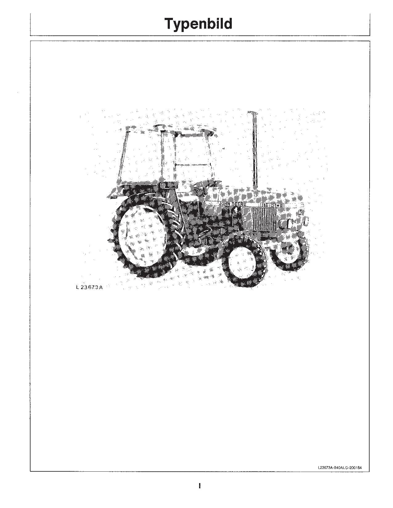 JOHN DEERE 840 TRAKTOR BETRIEBSANLEITUNG