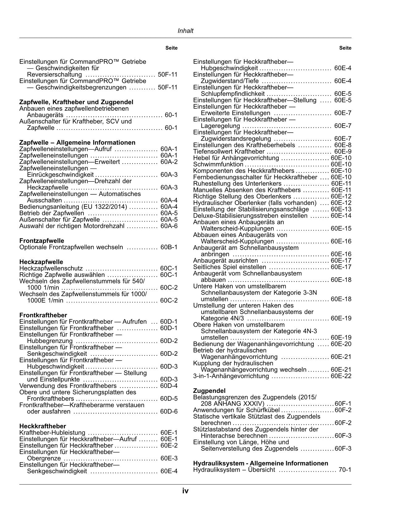 JOHN DEERE 8R 230 250 280 310 340 370 410 TRAKTOR BETRIEBSANLEITUNG