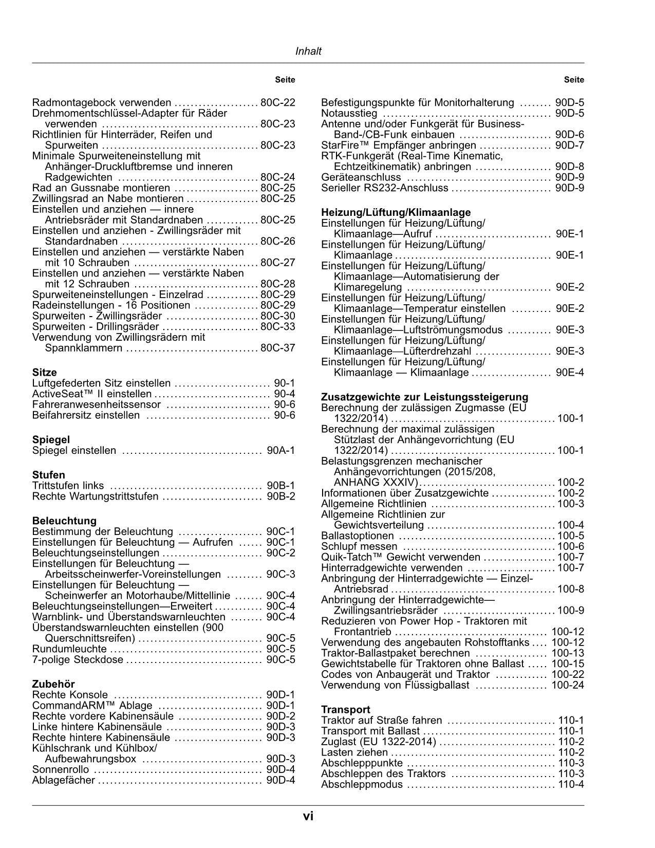 JOHN DEERE 8R 230 250 280 310 340 370 410 TRAKTOR BETRIEBSANLEITUNG