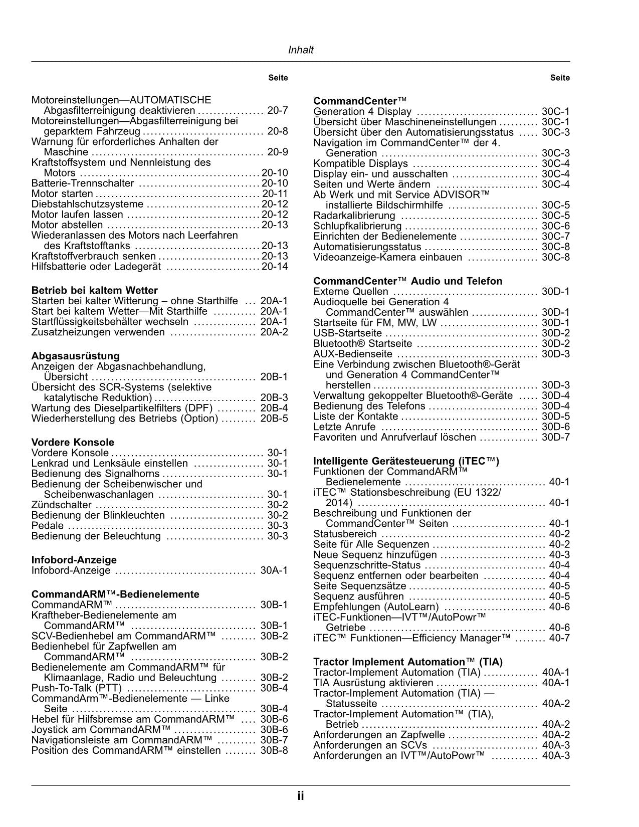 JOHN DEERE 8RX 310 8RX 340 8RX 370 8RX 410 TRAKTOR BETRIEBSANLEITUNG