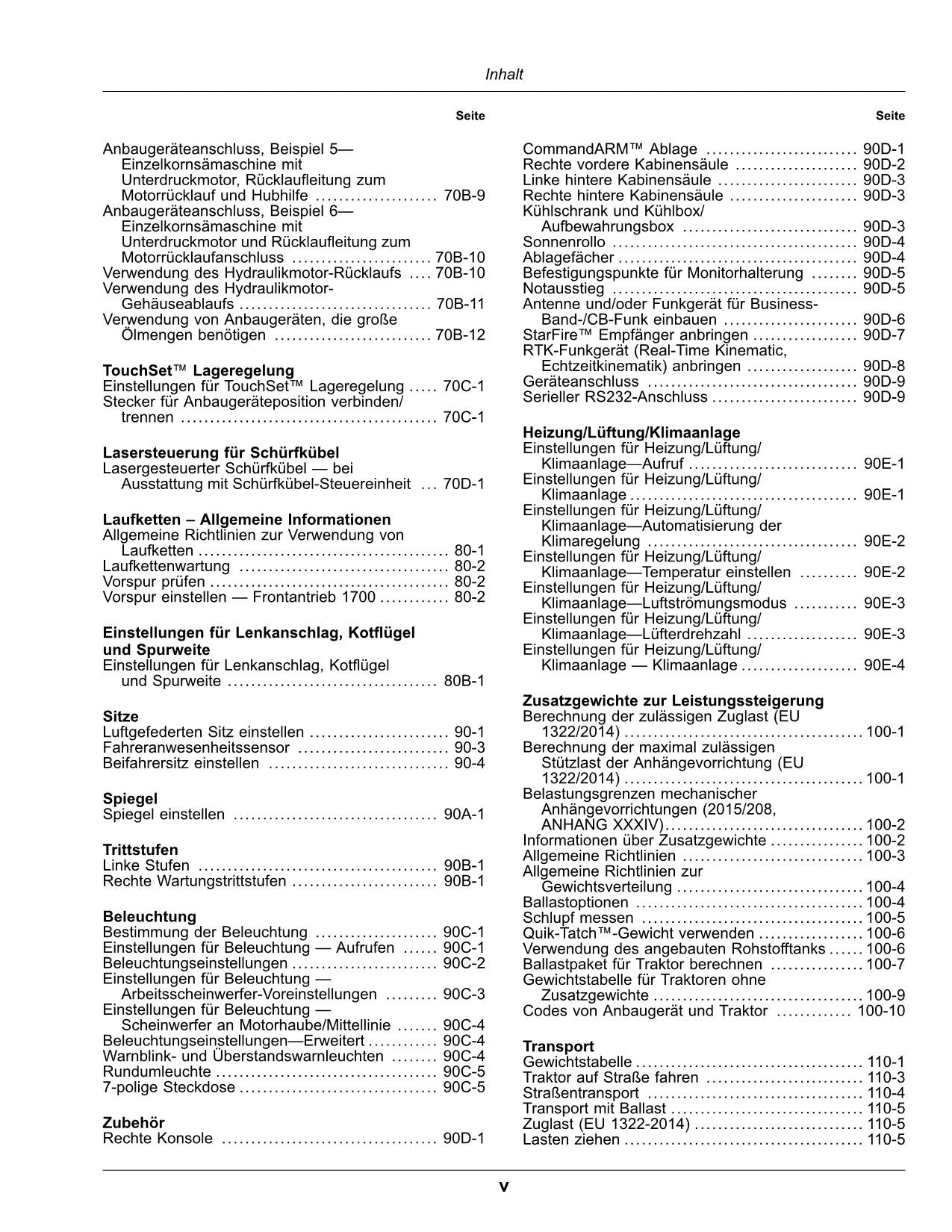 JOHN DEERE 8RX 310 8RX 340 8RX 370 8RX 410 TRAKTOR BETRIEBSANLEITUNG