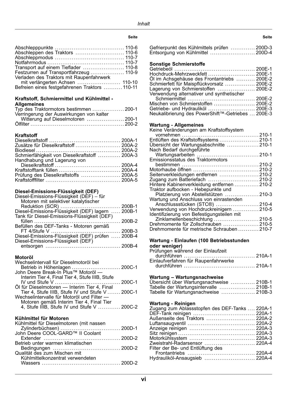 JOHN DEERE 8RX 310 8RX 340 8RX 370 8RX 410 TRAKTOR BETRIEBSANLEITUNG