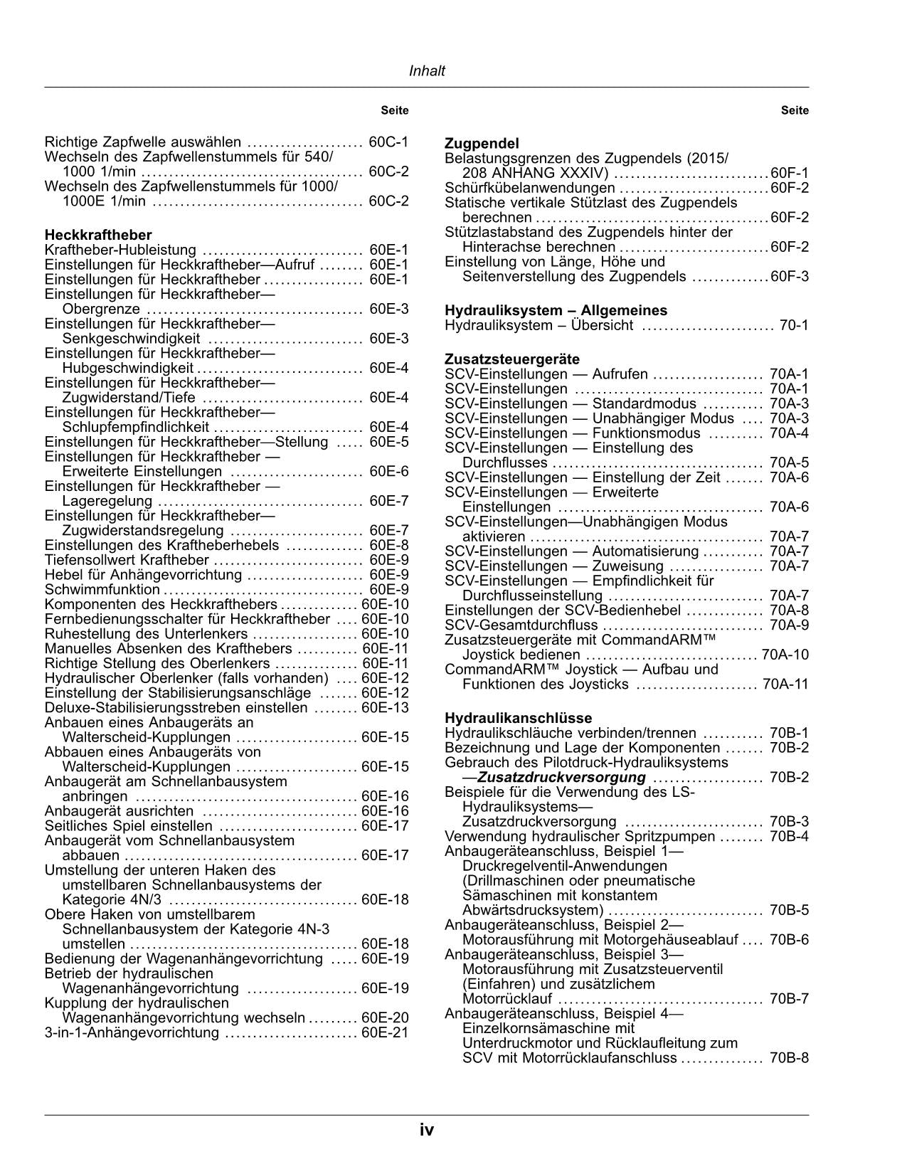 JOHN DEERE 8RX 310 8RX 340 8RX 370 8RX 410 TRAKTOR BETRIEBSANLEITUNG